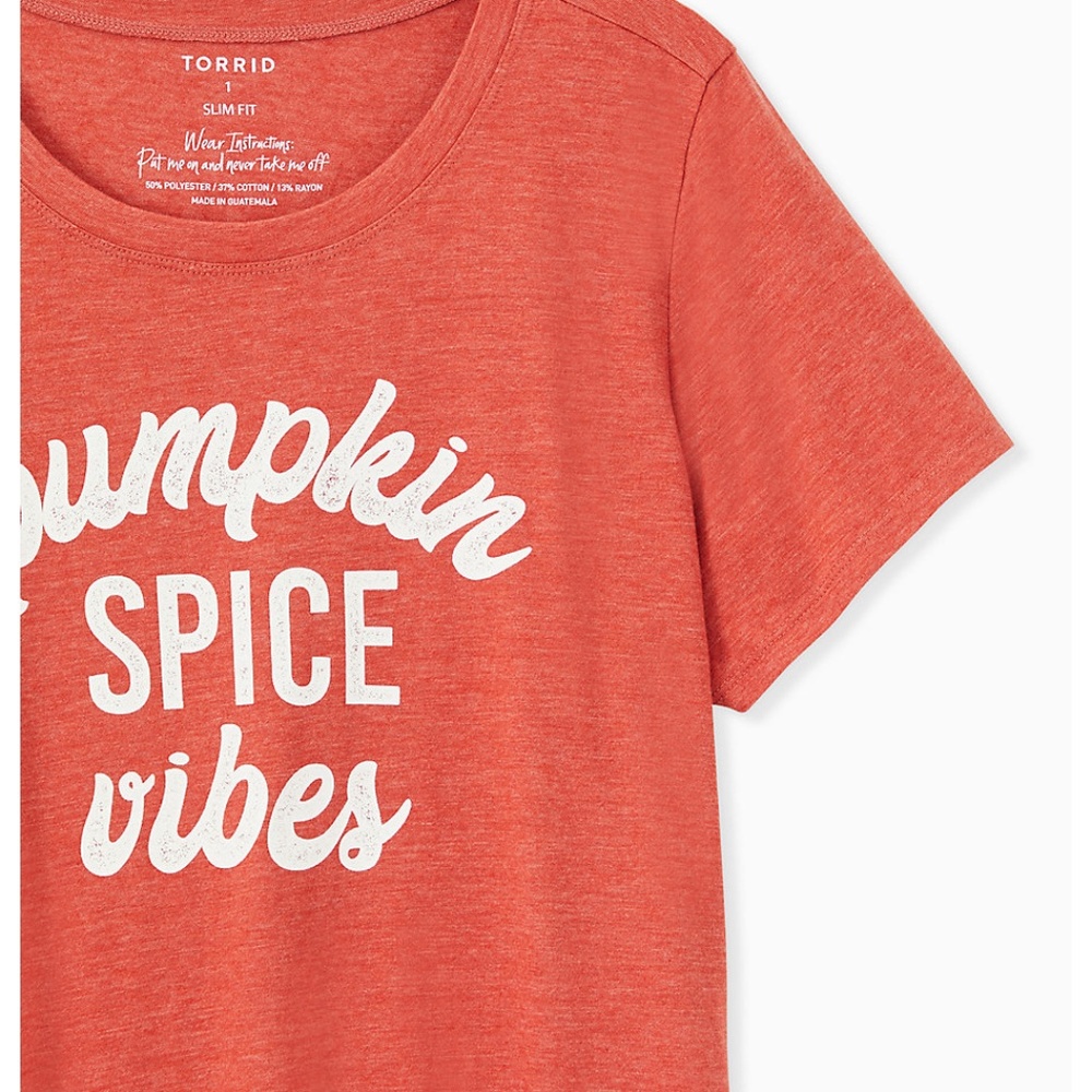New Torrid Pumpkin Spice Vibes Slim Fit Crew Tee - Picture 2 of 4